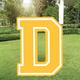 Yellow Collegiate Letter (D) Corrugated Plastic Yard Sign, 30in